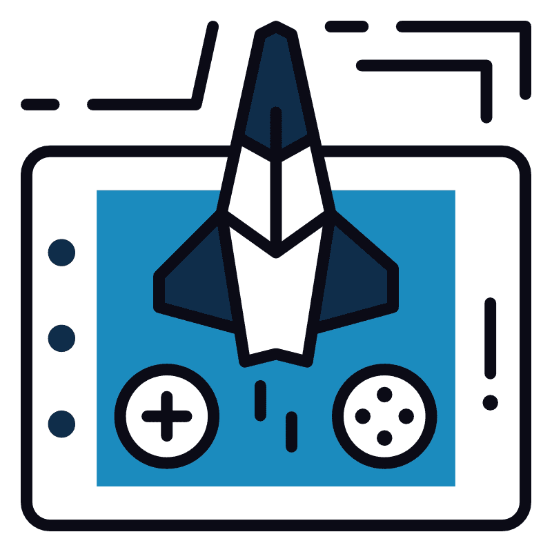 Flat gaming icon of a mobile plane game