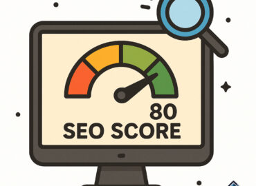 understanding-seo-score A computer screen with words that say SEO score and a magnifying glass.